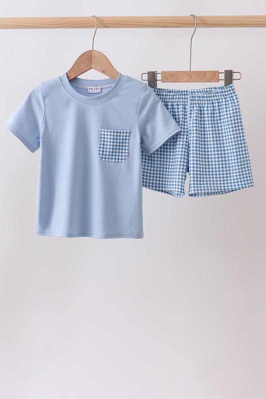 Baby & Boys Blue Plaid Set