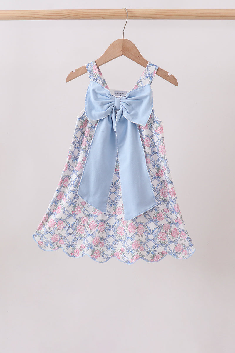 Baby & Girls Blue Floral Bow Dress