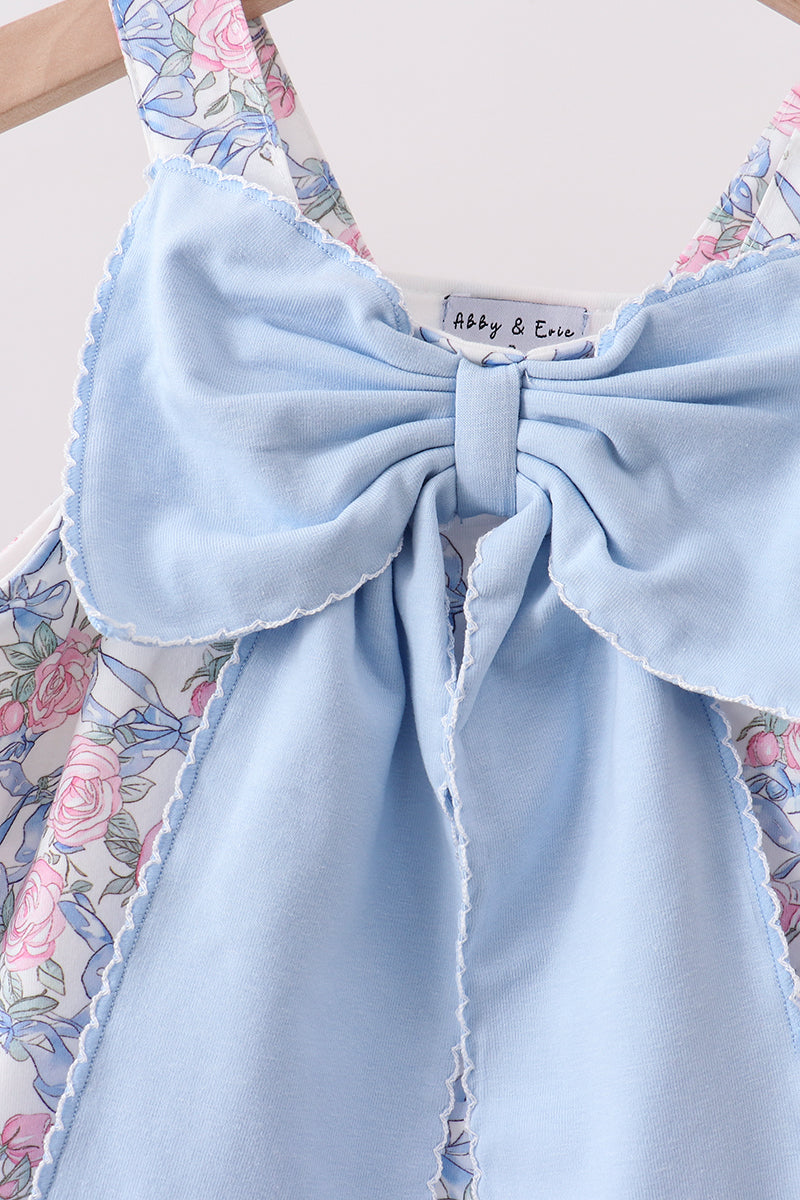 Baby & Girls Blue Floral Bow Dress