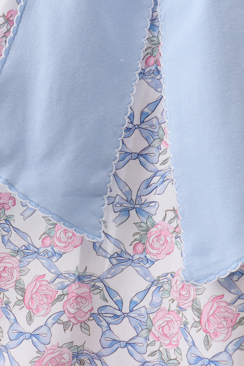 Baby & Girls Blue Floral Bow Dress