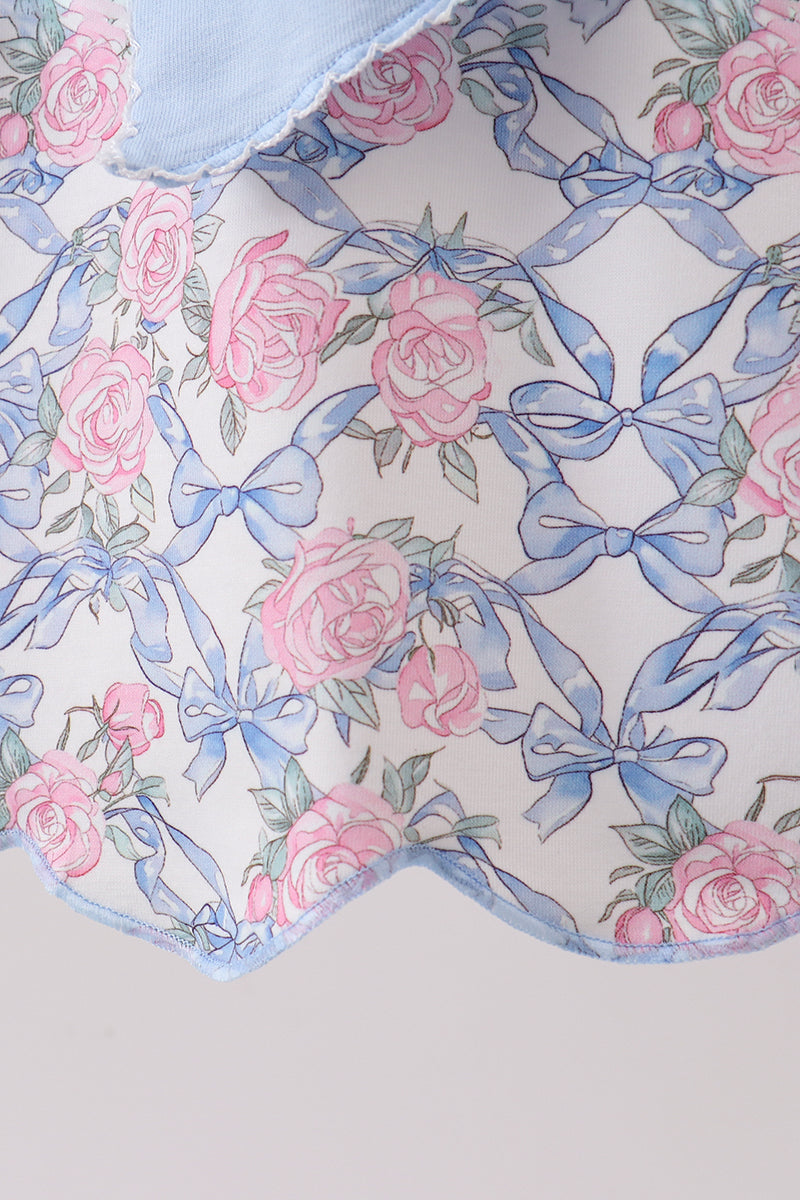 Baby & Girls Blue Floral Bow Dress