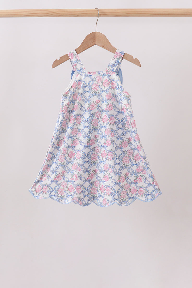 Baby & Girls Blue Floral Bow Dress