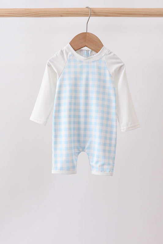 Baby & Toddler Boys Blue Plaid UPF Swim One-Piece