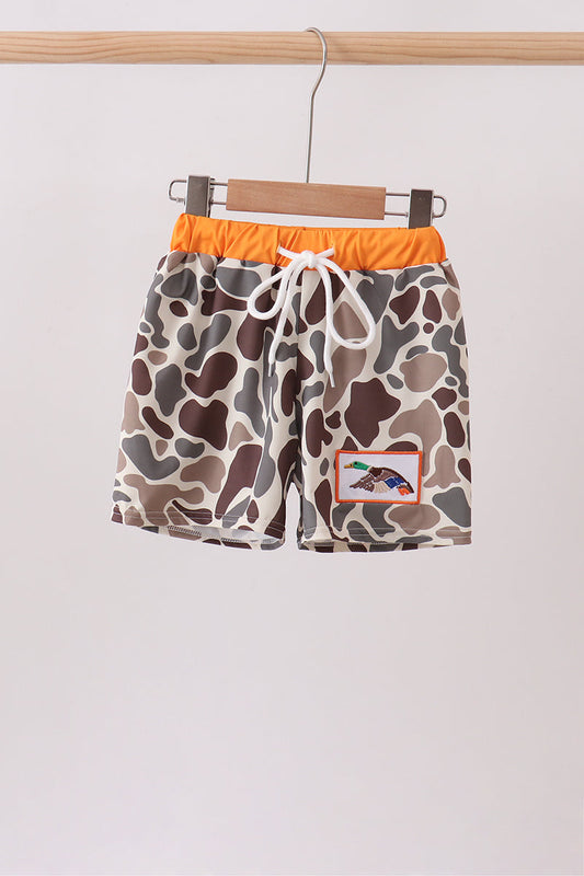 Baby & Boys Camo Mallard Embroidered UPF Swim Trunks