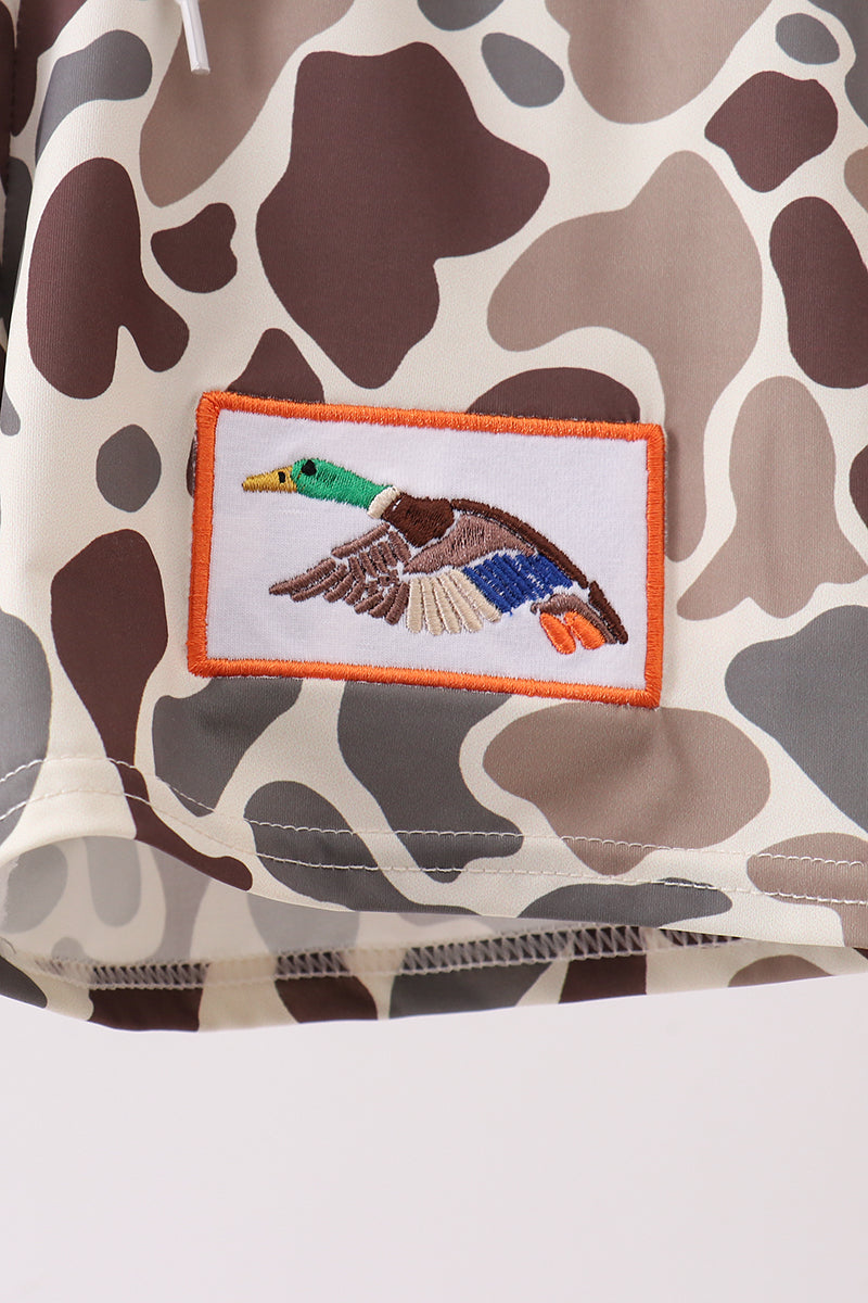 Baby & Boys Camo Mallard Embroidered UPF Swim Trunks