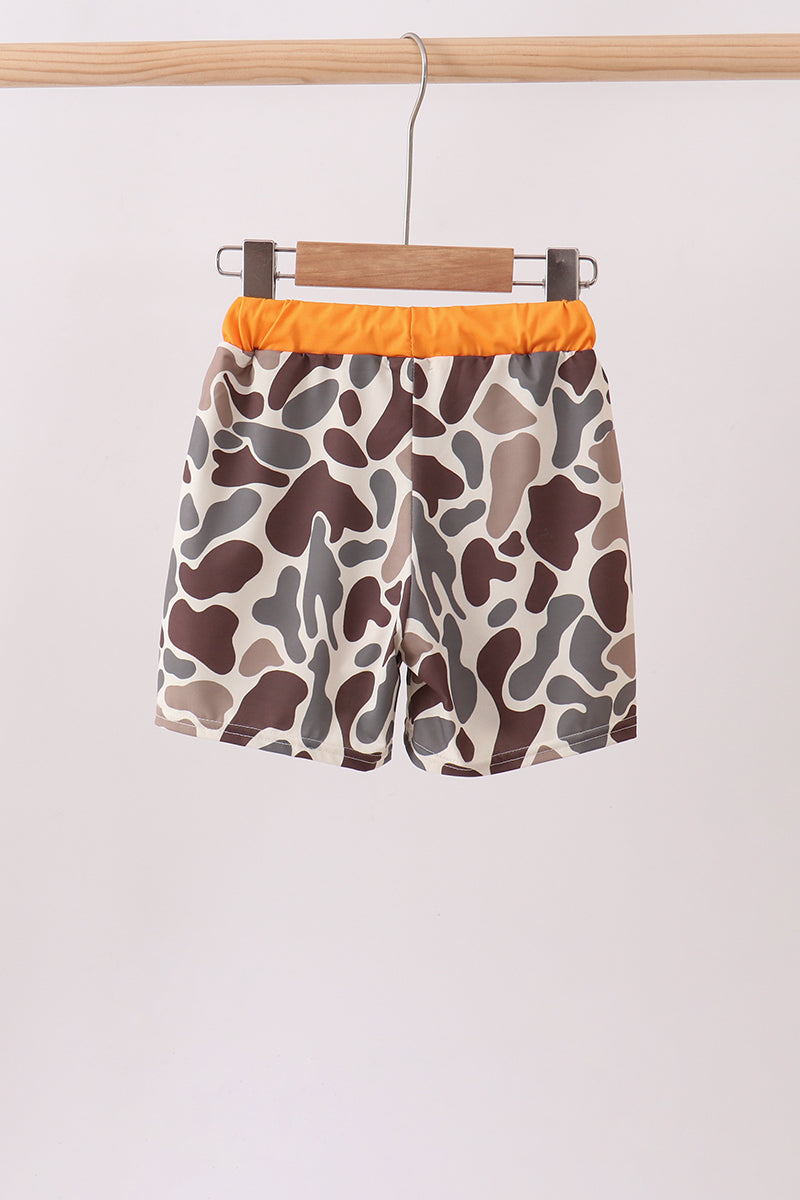 Baby & Boys Camo Mallard Embroidered UPF Swim Trunks