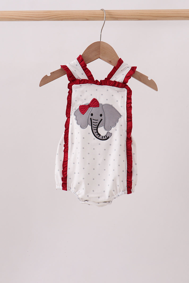 Crimson Alabama Elephant Applique Ruffle Bubble