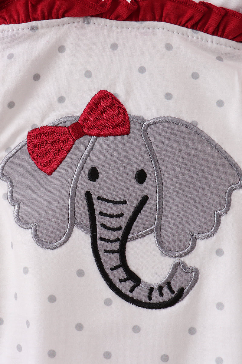 Crimson Alabama Elephant Applique Ruffle Bubble