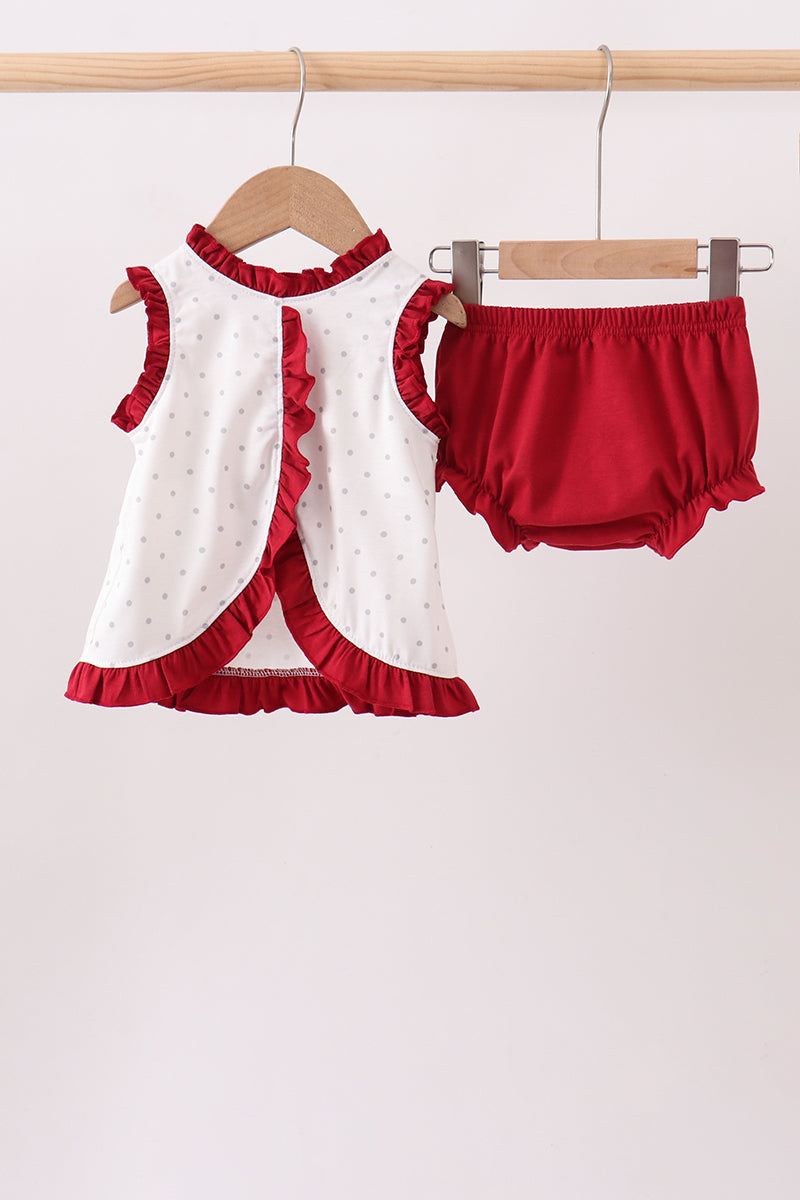 Crimson Alabama Elephant Applique Bloomer Set Baby Girl