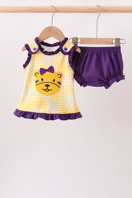 Baby Girls Purple LSU Tiger Applique Bloomer Set