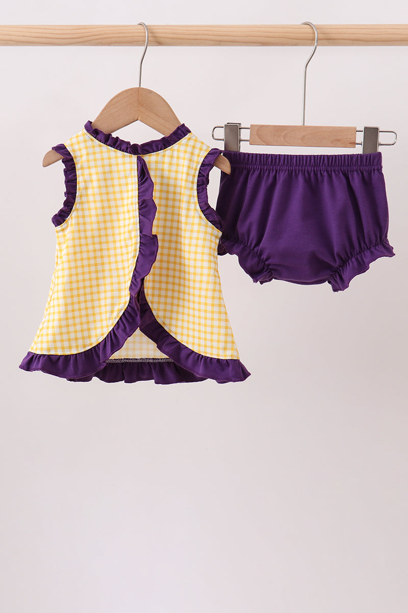 Baby Girls Purple LSU Tiger Applique Bloomer Set