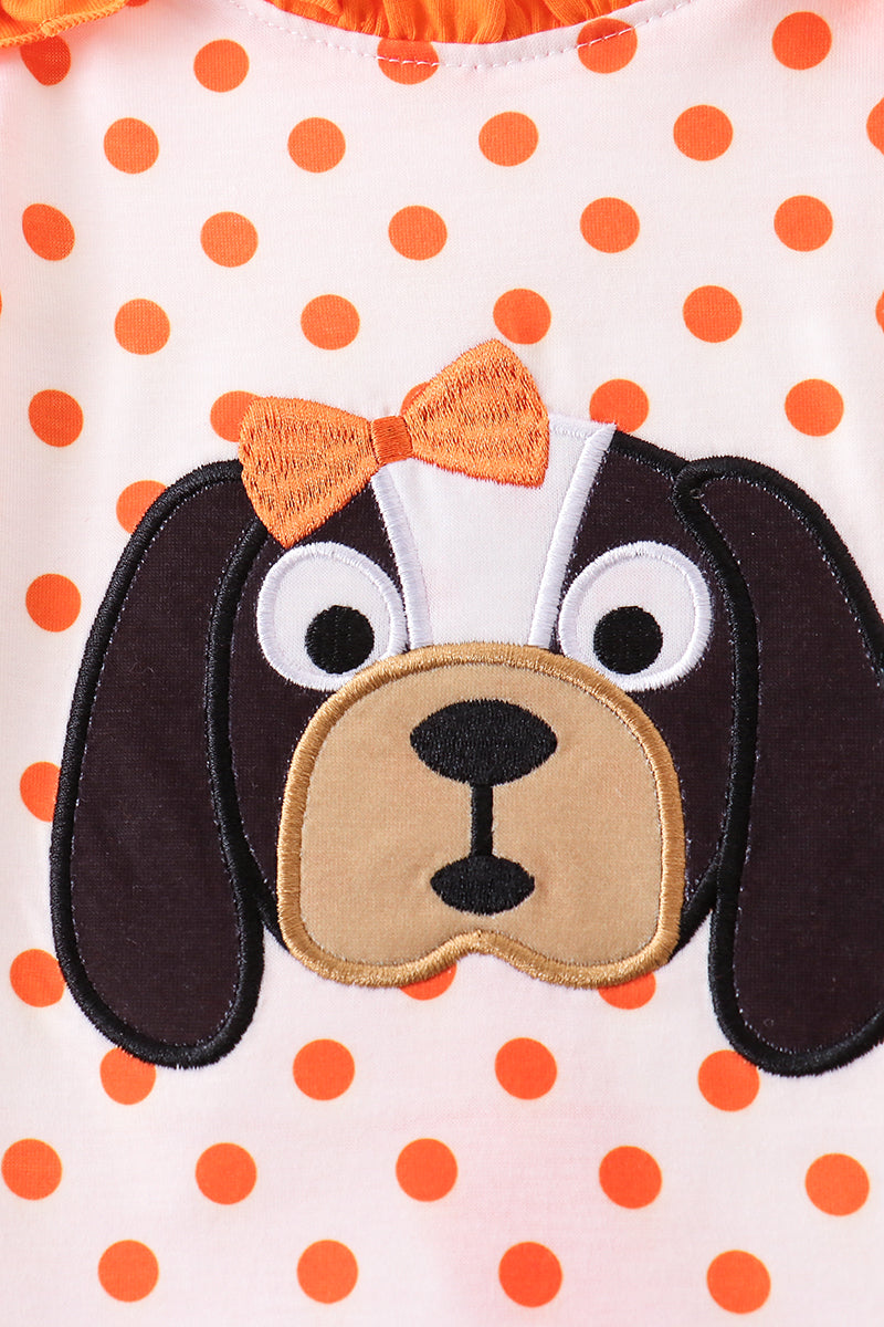 Baby Girls Orange Tennessee Dog Appliqué Bloomer Seta