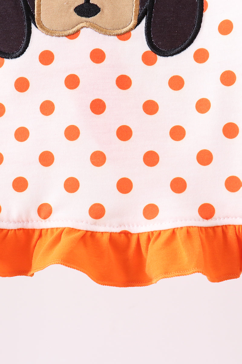 Baby Girls Orange Tennessee Dog Appliqué Bloomer Seta