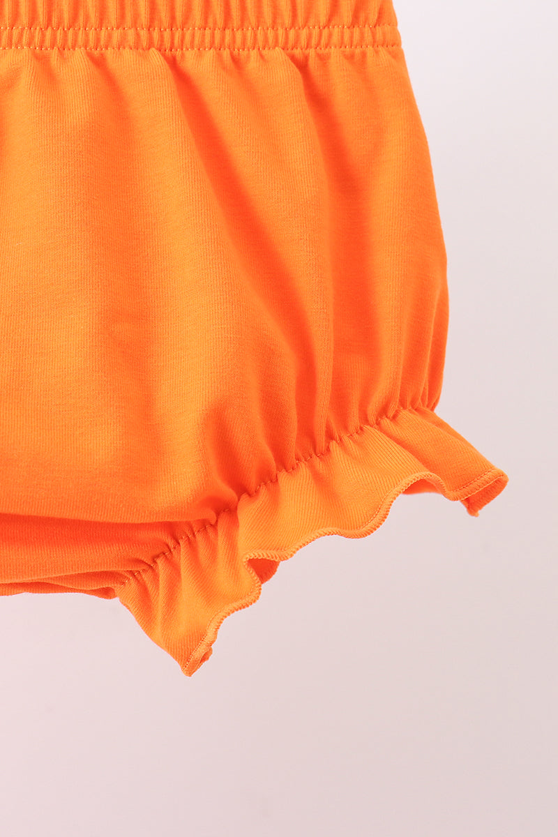 Baby Girls Orange Tennessee Dog Appliqué Bloomer Seta