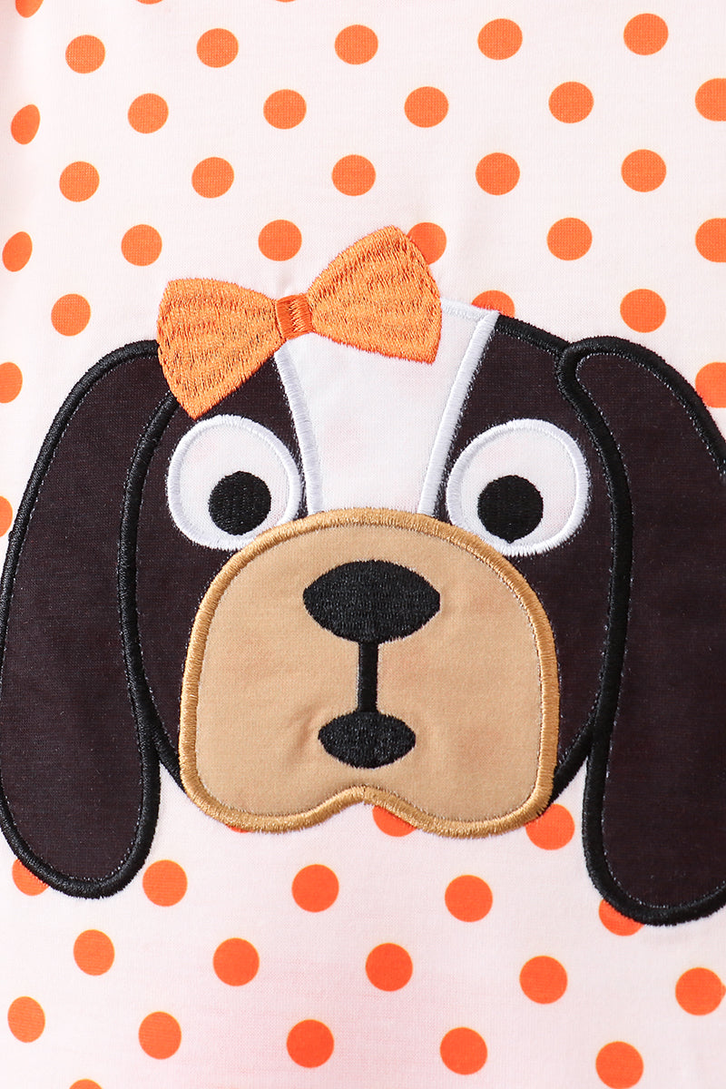 Girls Orange Tennessee Dog Appliqué Set