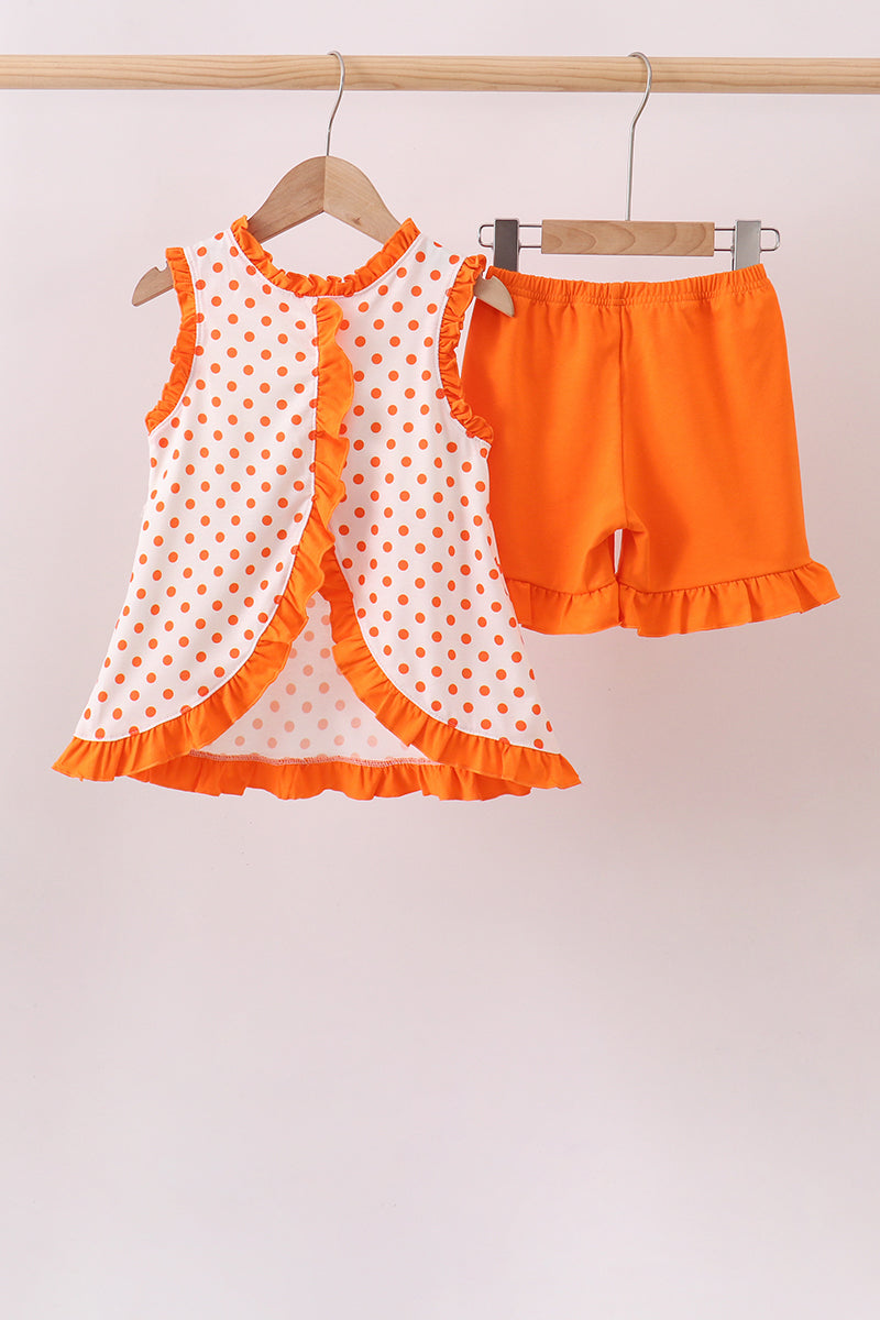 Girls Orange Tennessee Dog Appliqué Set