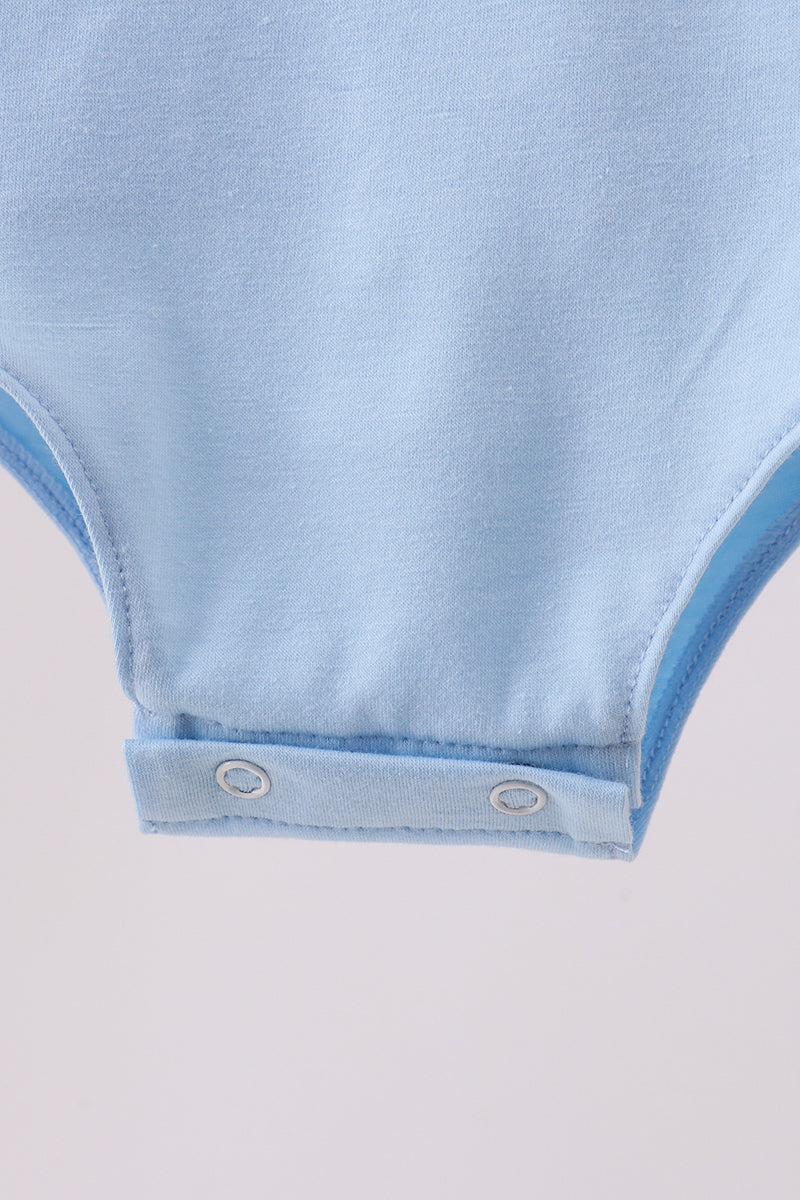 Baby Girls Blue pencil bow embroidery ruffle bubble