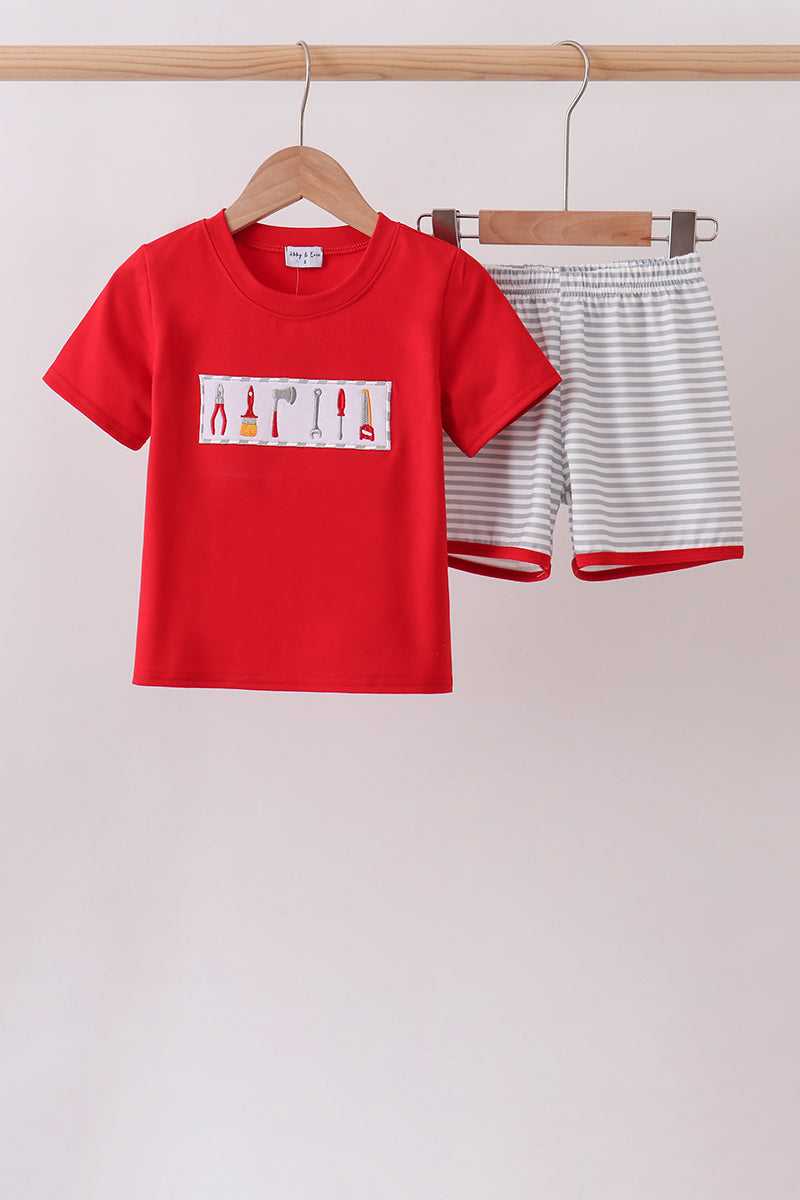 Boys Red Toolbox Embroidery Set