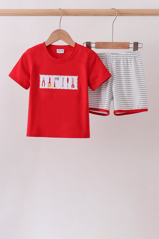 Boys Red Toolbox Embroidery Set