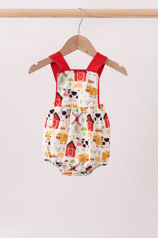 Baby Boy Red Farm Animal bubble