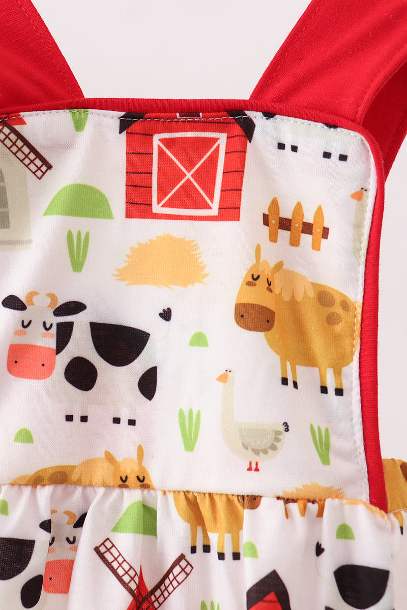 Baby Boy Red Farm Animal bubble