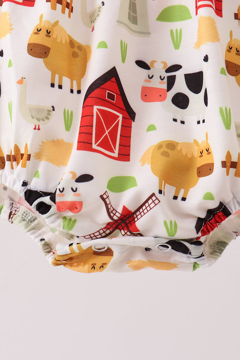 Baby Boy Red Farm Animal bubble