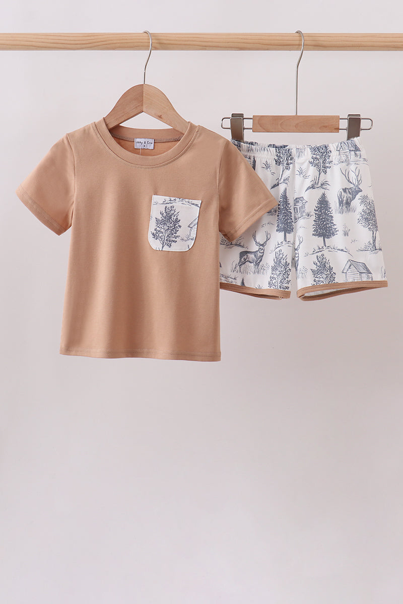 Boys Khaki Deer Forest Set