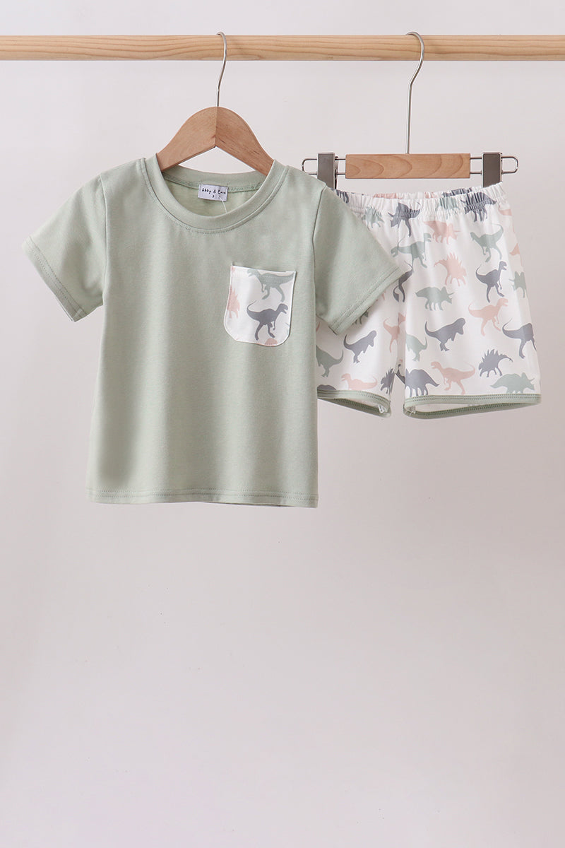 Boys Green Dinosaur Set
