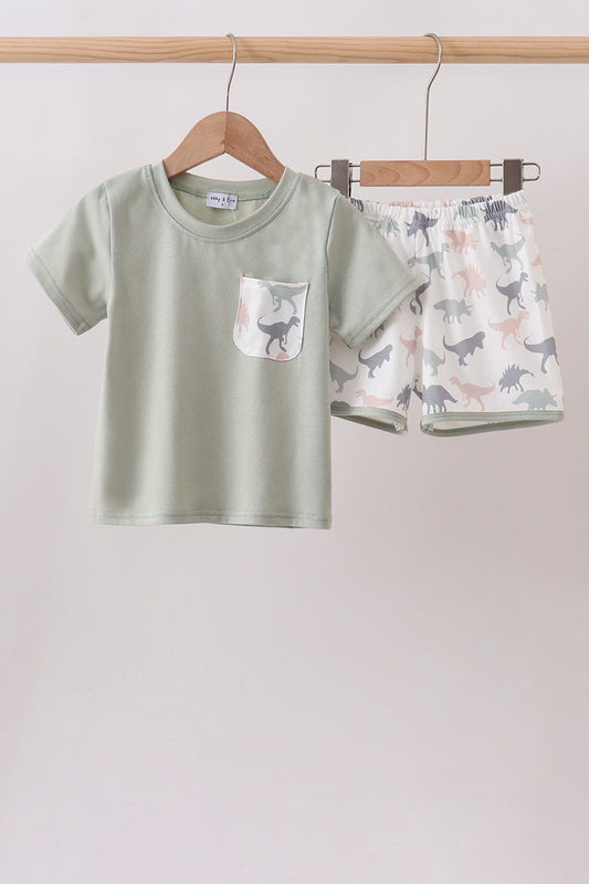 Boys Green Dinosaur Set