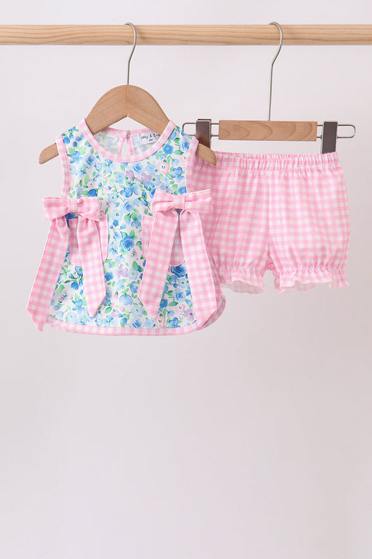 Baby Girl Blue Floral Bloomer Set