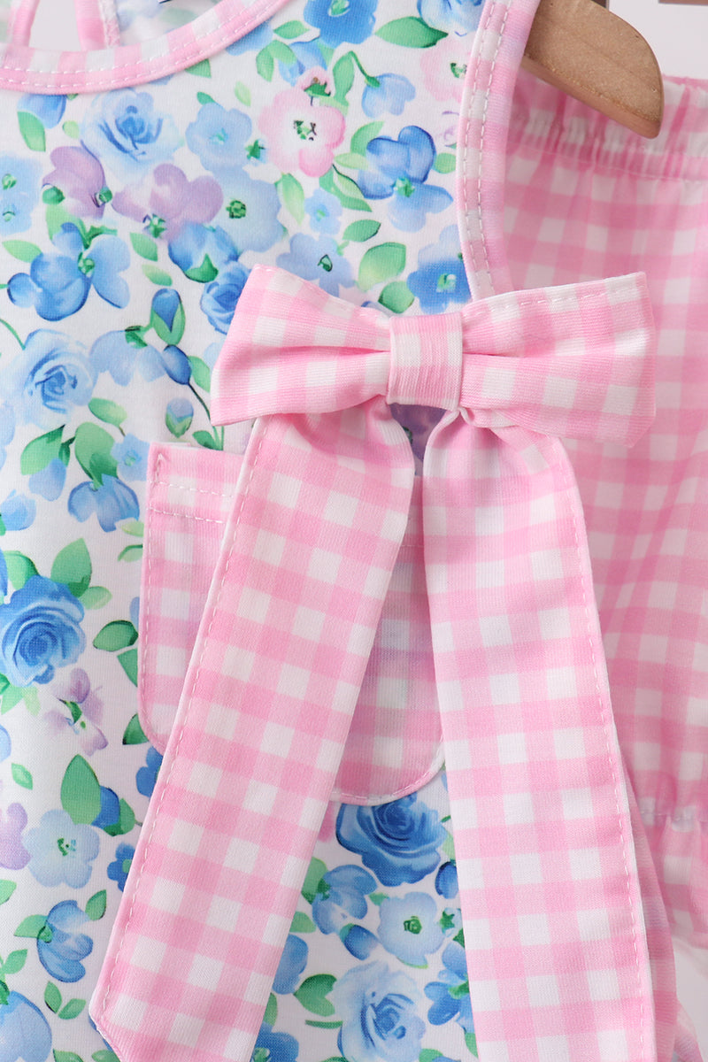 Baby Girl Blue Floral Bloomer Set