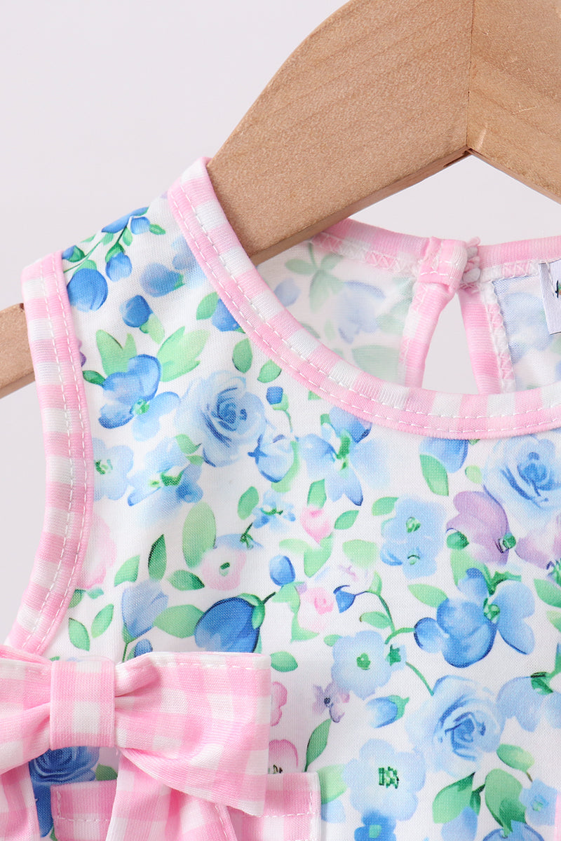 Baby Girl Blue Floral Bloomer Set