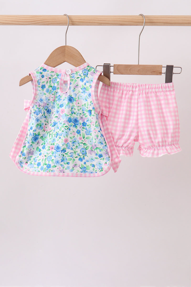 Baby Girl Blue Floral Bloomer Set