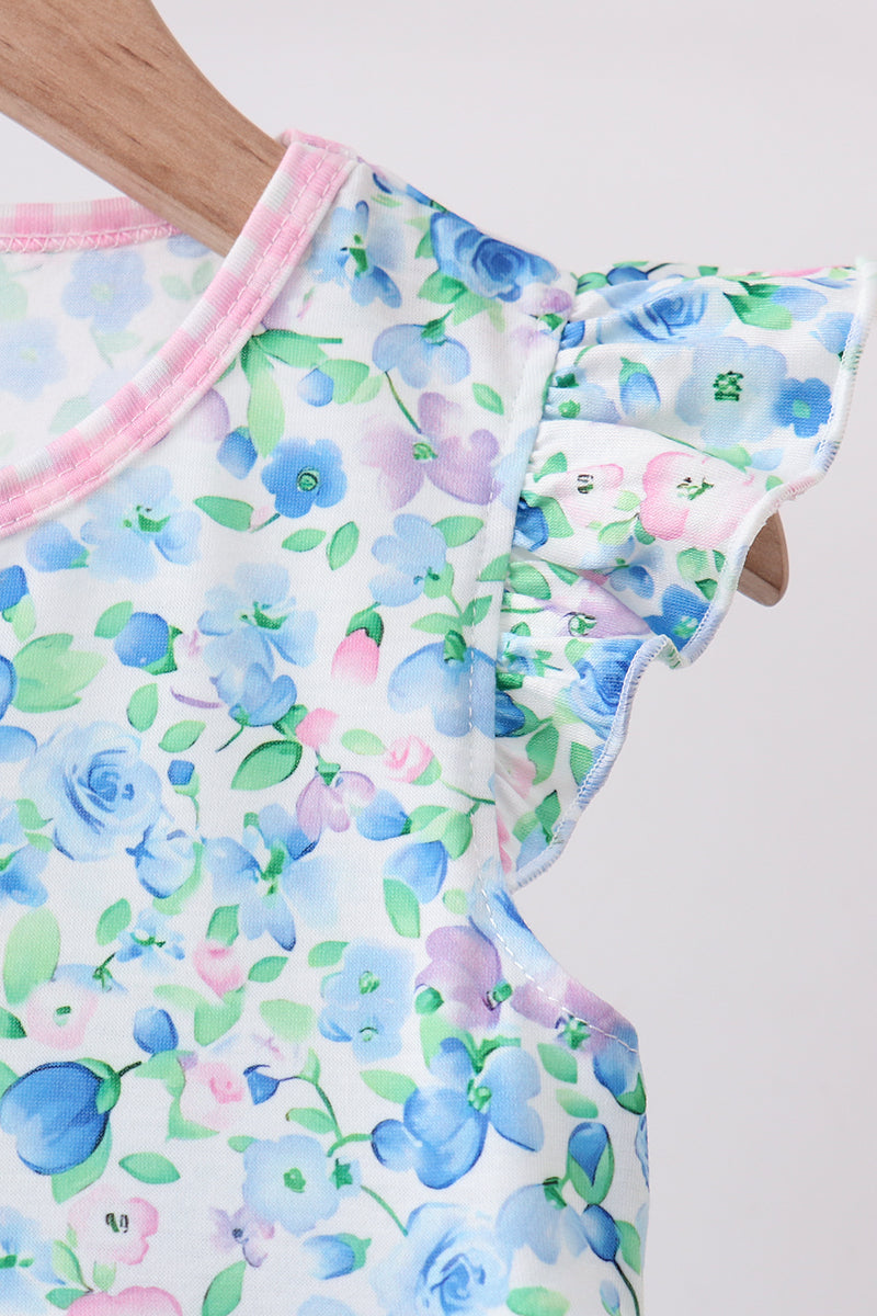 Girls Blue Floral Dress
