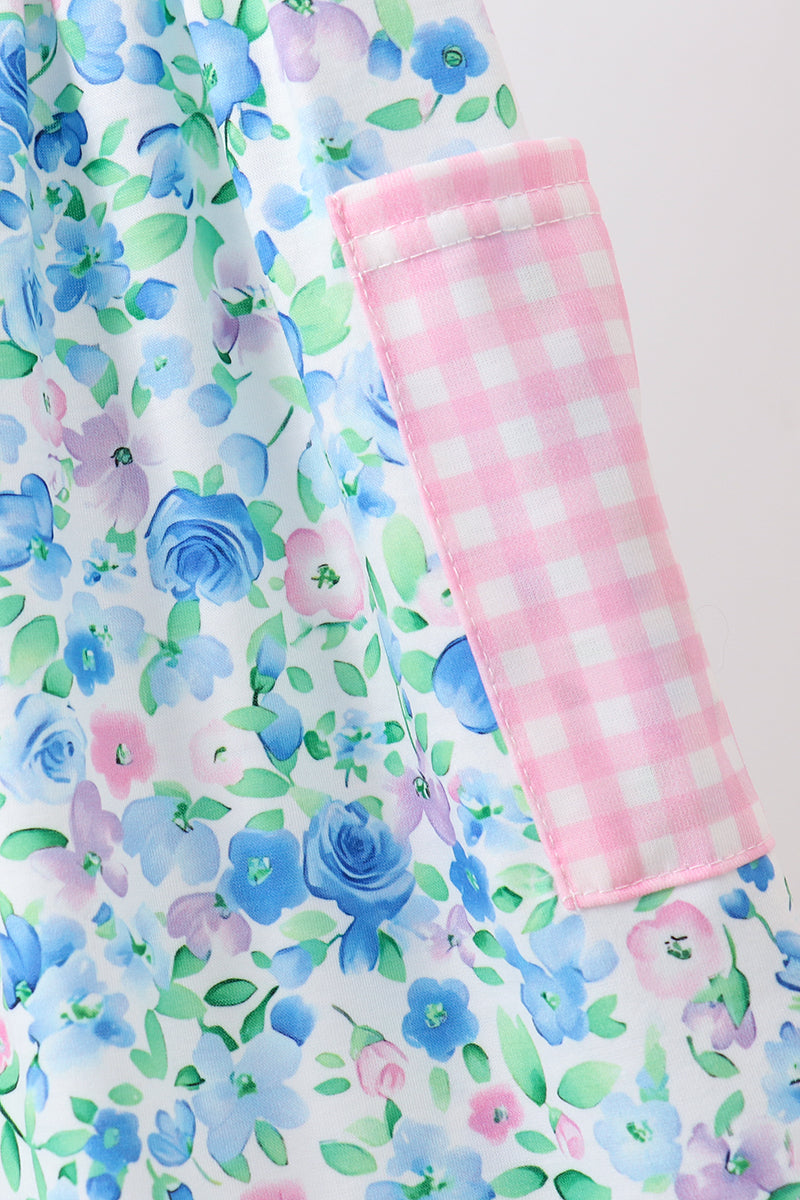 Girls Blue Floral Dress