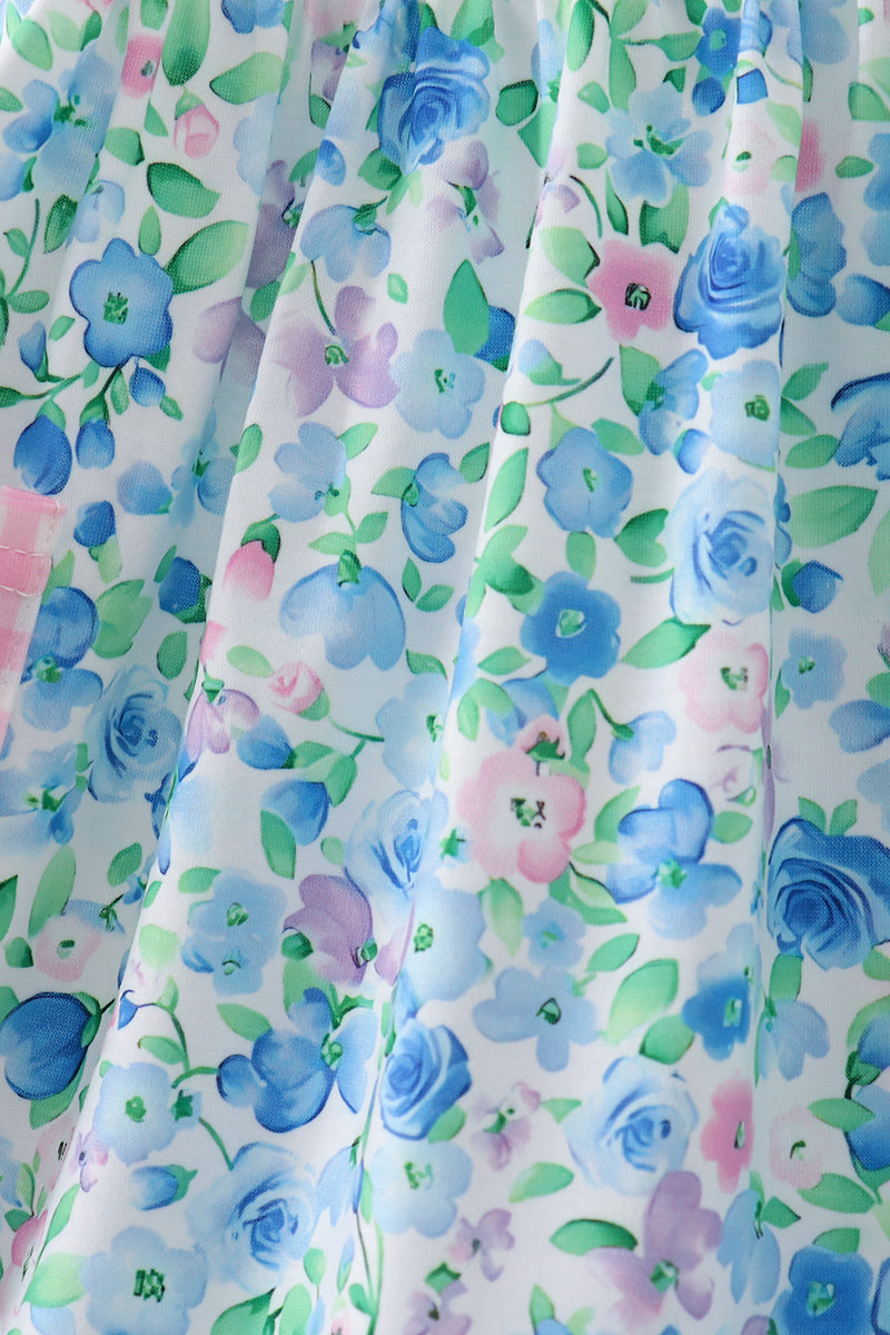 Girls Blue Floral Dress