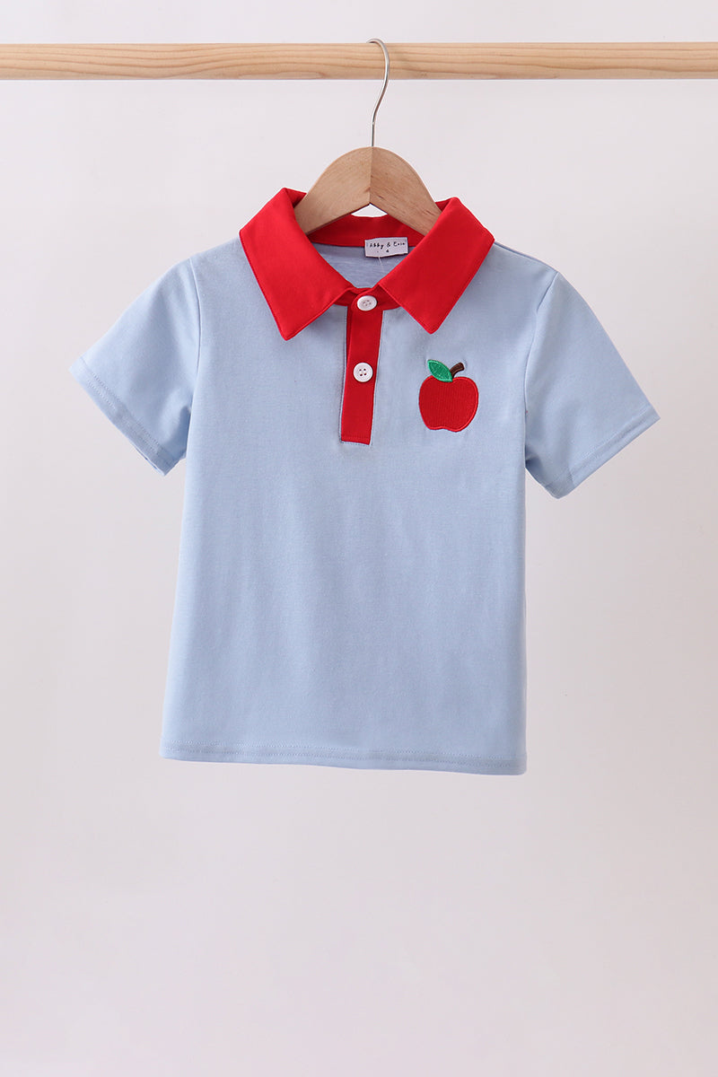 Boys Blue Apple Appliqué Shirt