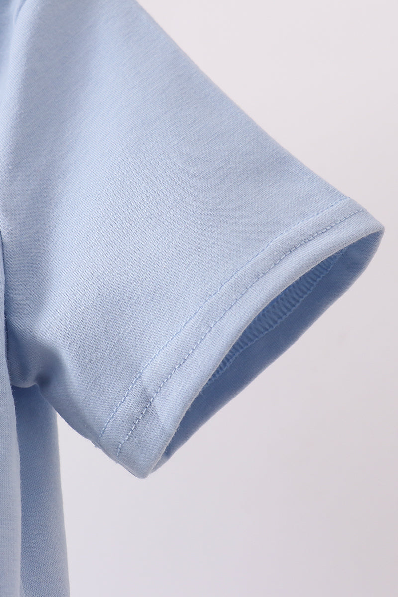 Boys Blue Apple Appliqué Shirt