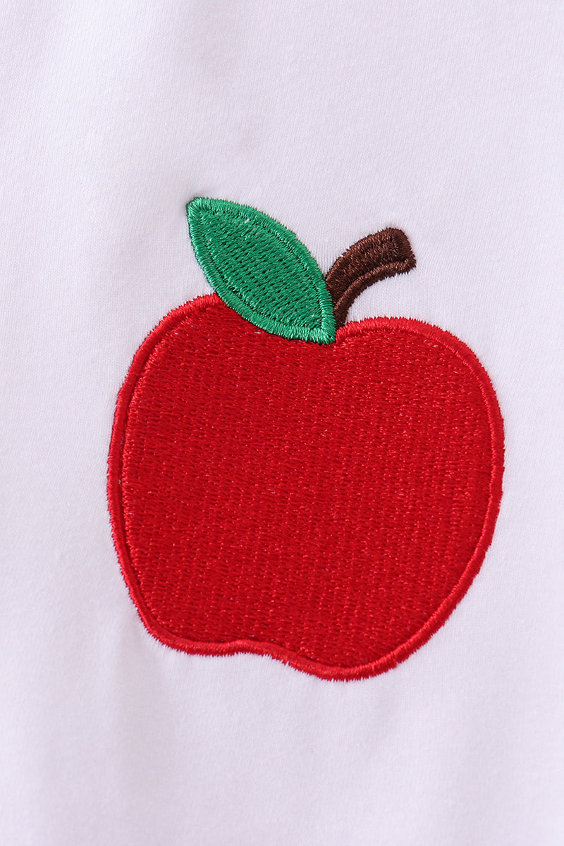 Boys Red Stripe Apple Embroidered Set