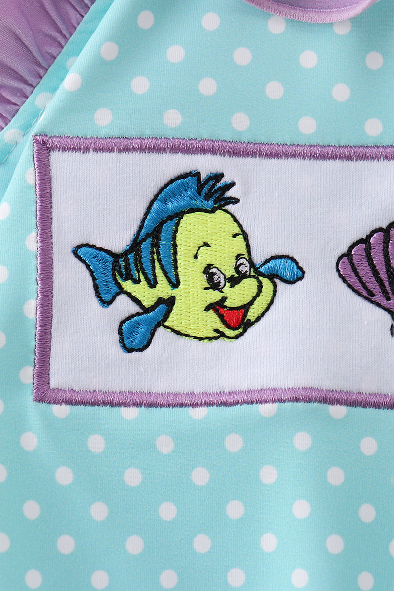 Baby & Girls Blue under the sea Embroidered UPF Swim One-Piece