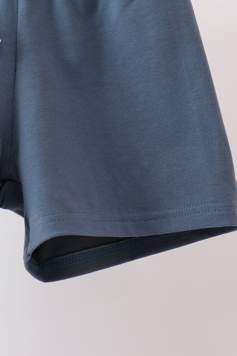 Boys Blue Stripe Shorts Set