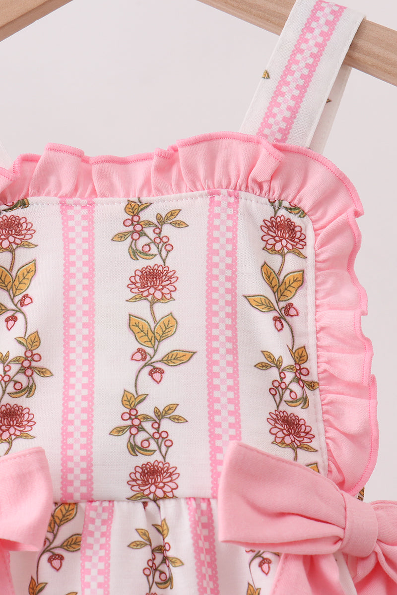 Baby Girls Pink Garden Ruffle Bubble