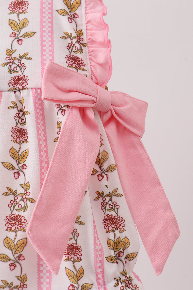Baby Girls Pink Garden Ruffle Bubble