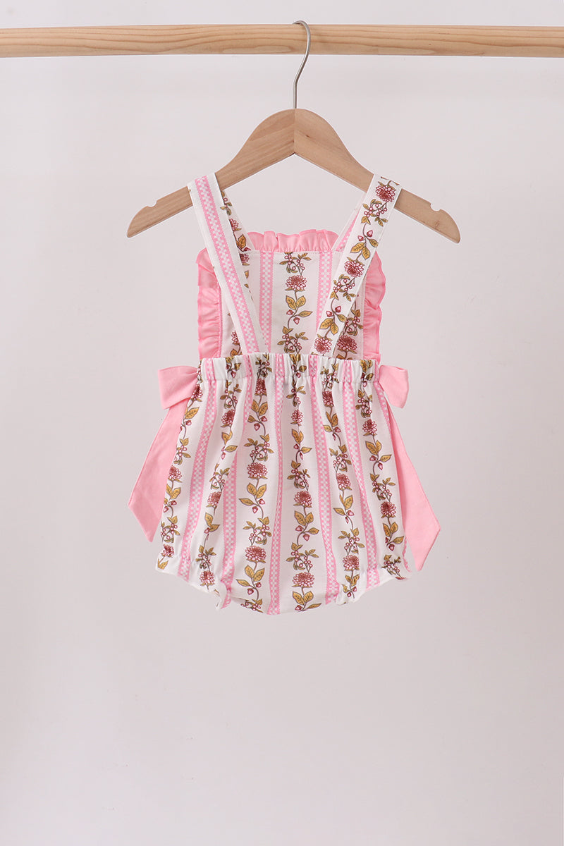 Baby Girls Pink Garden Ruffle Bubble