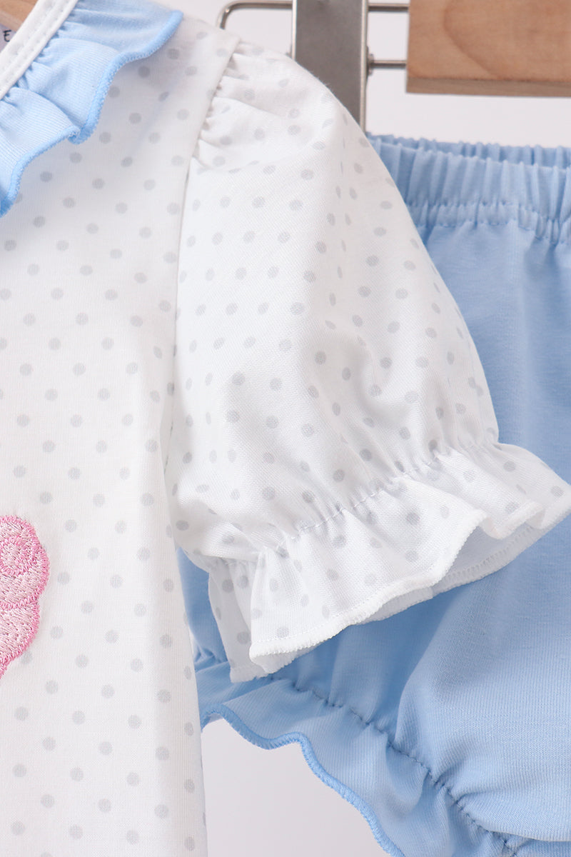 Baby Girls Blue Carousel Embroidered Bloomer Set
