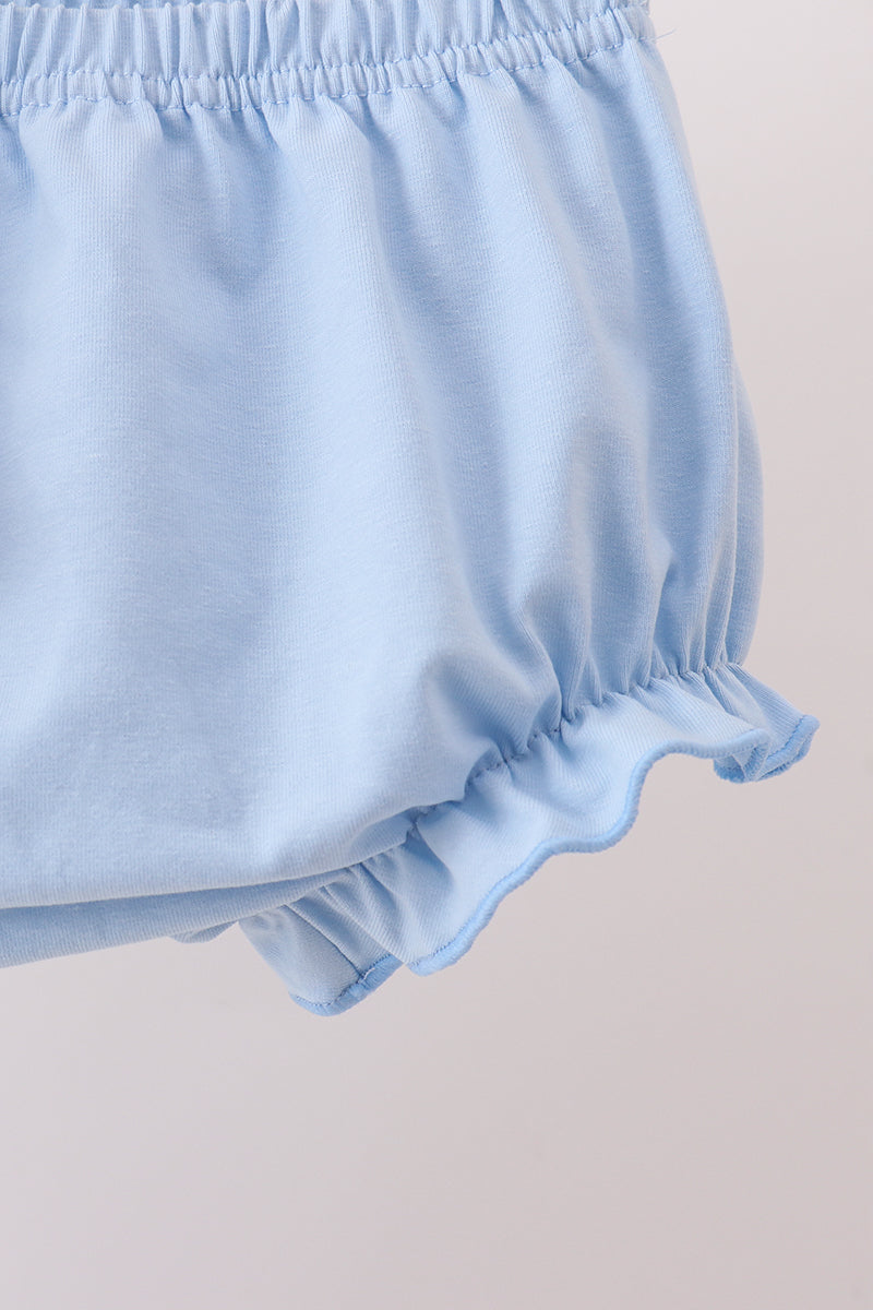 Baby Girls Blue Carousel Embroidered Bloomer Set