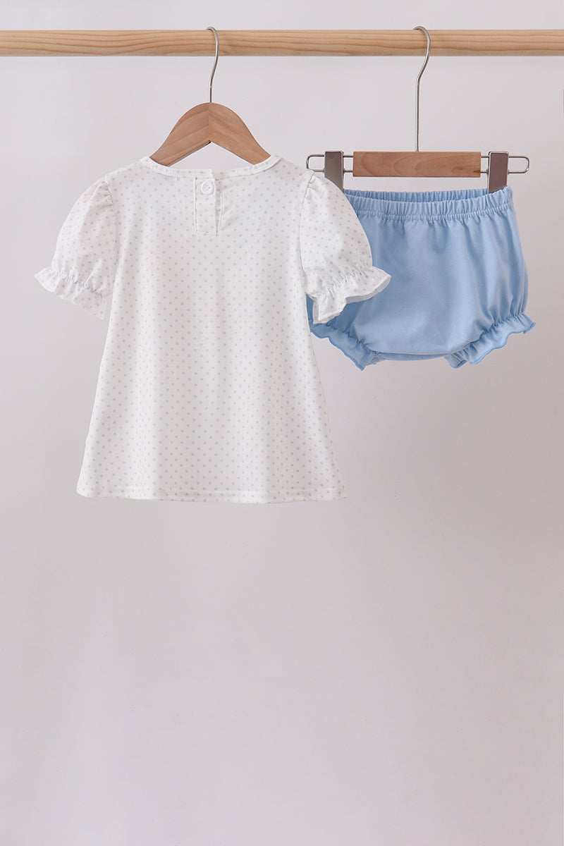 Baby Girls Blue Carousel Embroidered Bloomer Set