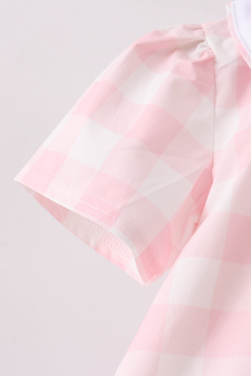 Toddler Girls Pink Gingham Collared Bloomer Set