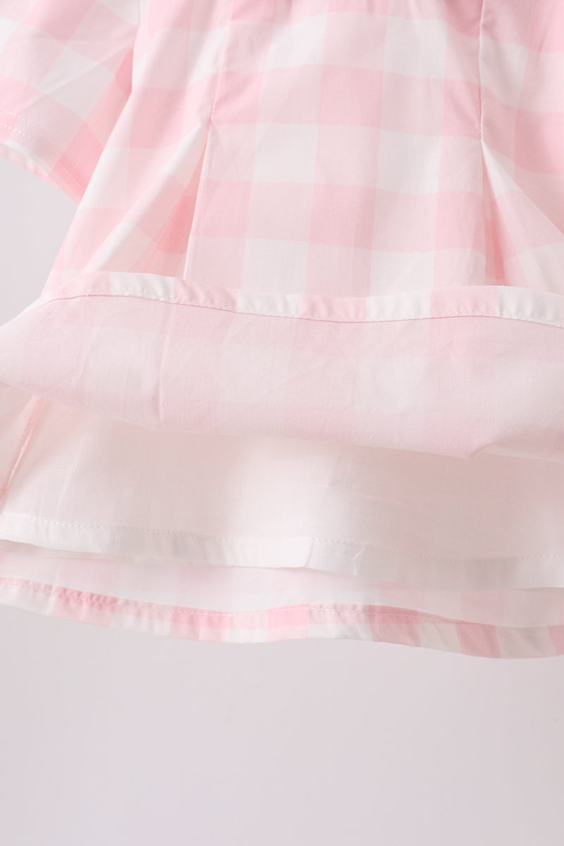 Toddler Girls Pink Gingham Collared Bloomer Set