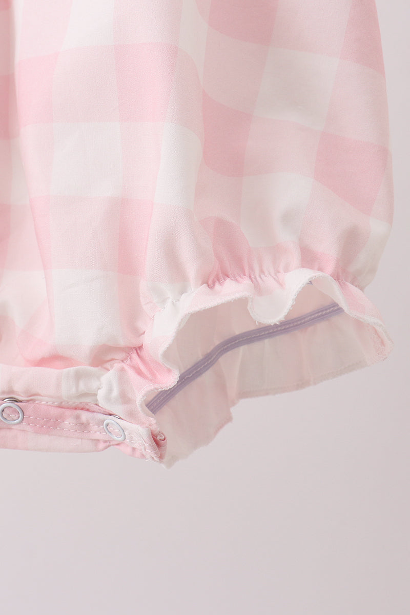 Baby Girl Pink Gingham Collar Bubble